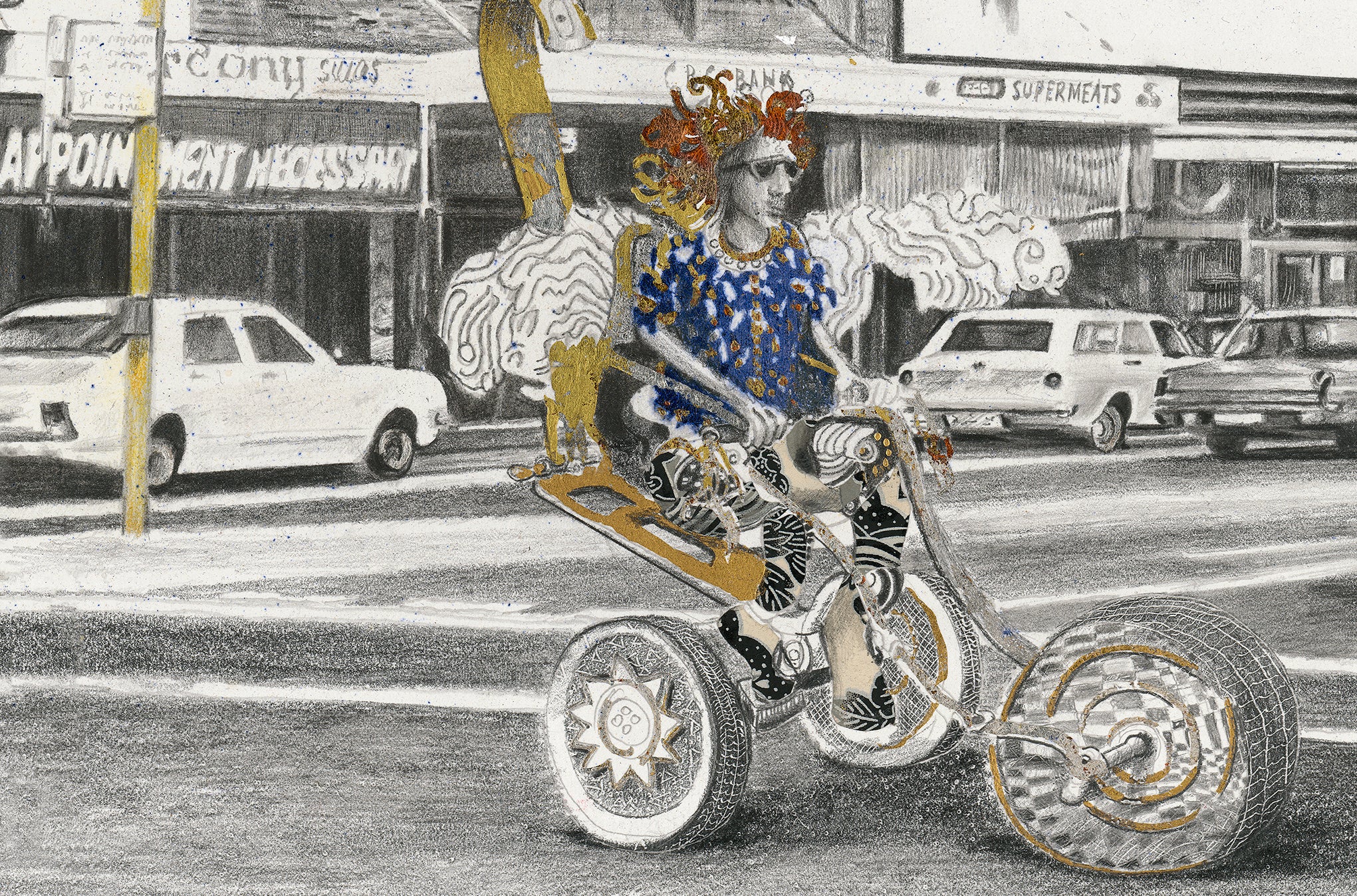 Brett Whiteley Riding his Chopper @ Top Ryde in the 60's Giclee Print